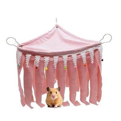 Guinea Pig Hideout,Pets Forest Cage Corner Hideout,Cage Accessories for Guinea Pig, Bunny, Chinchilla, Hamster, Rabbit and Other Small Pets, No Metal Fences (Pink,Medium)