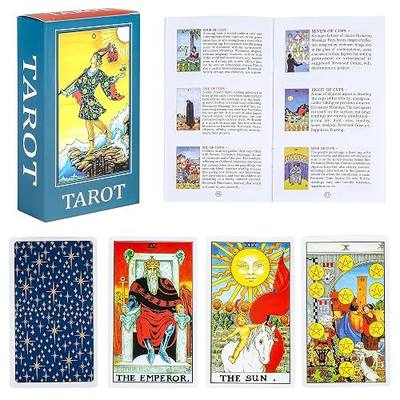 Tarot Deck Set, 78 Classic Tarot Cards for Beginners with Guide Book, Fortune Telling Divination Cards, Spiritual Party Game for Friends & Family