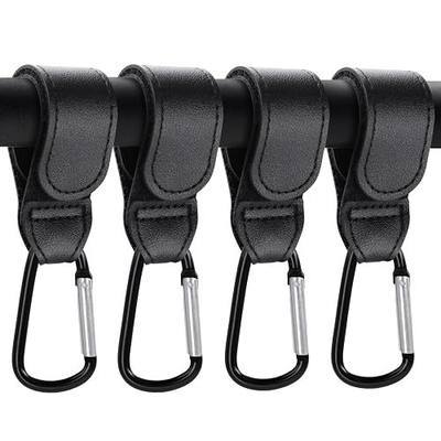 4 Pack Premium Non-Slip Stroller Hooks, Adjustable Carabiner Clips, Multifunctional Baby Stroller Accessories for Diaper Bags/Purses, Universal Fit for Strollers, Bikes, Wheelchairs & Walkers
