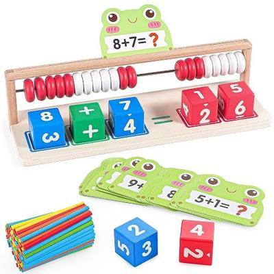 Gotoofun Abacus for Kids Math Number Blocks Toy Abacus Toddler Toys 3–4, Wooden Montessori Math Learning with Counting, Educational Gift for Boys & Girls