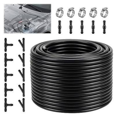 5/32 Inch ID 25' L Windshield Washer Hose Kits Compatible with Gates 27042 | Complete Windshield Washer Hose Kit with 5 Clamps & 15 Connectors,Durable Vacuum Hose Temperature Range: -30°C to +120°C