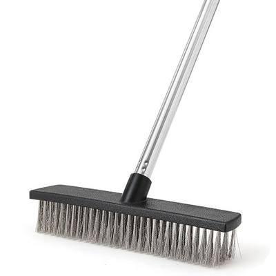 Yocada Stainless Steel Wire Scrub Brush with 65" Long Handle Heavy Duty | Outdoor Wire Metal Brush Scrubber Broom for Deck Crack Patio Pavement Sidewalk Driveway Moss Remover