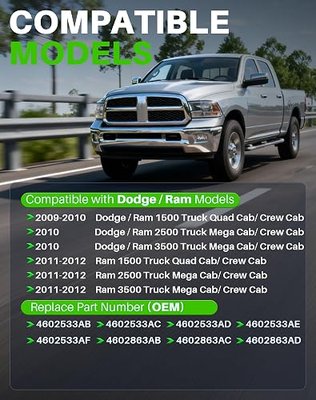 Power Window Switch Fit for 2009 2010 2011 2012 Dodge Ram 1500 2500 3500 Truck Quad Cab/Crew Cab Front Left Driver Side, Door & Windows Control, Replaces 4602863AD, 4602863AB, 4602863AC