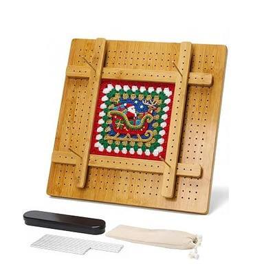 13”Crochet Blocking Board - Upgraded Style with 4 Tension Rods and 20 Pegs – Blocking Boards for Crochet Projects, Ideal for Granny Square Card Deck Users (Natural Colour)