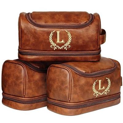 Personalized Toiletry Bag for Men, Gifts for Men, Custom Leather Mens Toiletries Travel Kit, Customize Shaving Bags, Men's Gift Ideas for Christmas, Anniversary, Birthday, Dad, Grandpa, Lover(L)