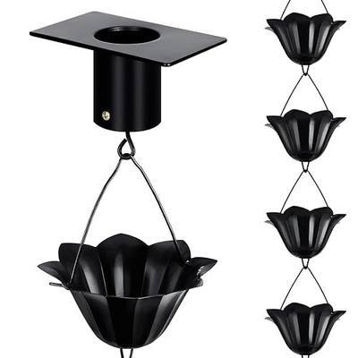 Rain Chains for Gutters Outside Black with Adapter 8.5FT 16 Cups | Rain Catcher Chain for Heavy Rain,Rust Resistant,Decorative Downspout Alternative