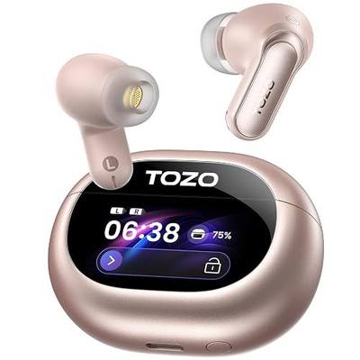 TOZO NC20 Pro Active Noise Cancelling Wireless Earbuds, Smart LCD Screen | LDAC Hi-Res Audio, Stereo Bass, 6 Mics AI Call Ear Buds, 80H Playtime, IPX8 Waterproof, 32 EQ via App, Wireless Charging