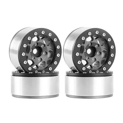 4PCS 1.55 Inch Aluminum Alloy Metal Beadlock Wheel Rim Hubs Replacement Accessory for 1/10 RC Crawler Car Upgrade Parts for Axial SCX10 D90 TF2 CC01 UTB18 Tamiya 1.55" Tires (Gray)