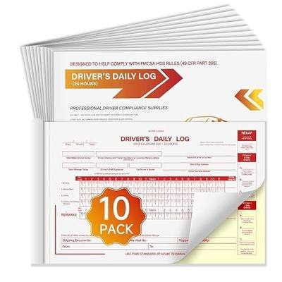 Log Book for Truck Drivers – Daily HOS Log Book with 7 & 8 Day Recap,2-Ply Carbonless, 35 Sets per Book, 10-Pack,5.5"x8.5", Easy-to-Use and Durable, Meets 49 CFR 395.8 for Truck Drivers