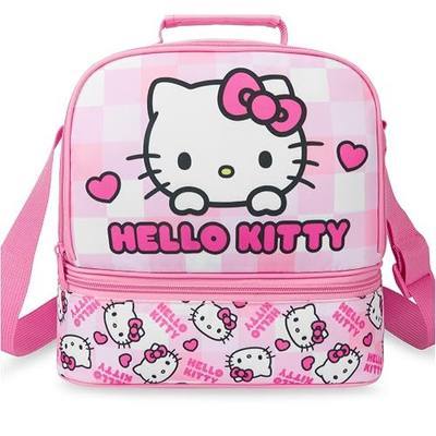 Get Trend Sanrio Hello Kitty Girls Insulated Lunch Bag for School, Picnic | Dual Compartment Reusable Kids Snack Bag, Adjustable Shoulder Strap, Top Handle, Wipe Clean, School Supplies, Gifts for Girls