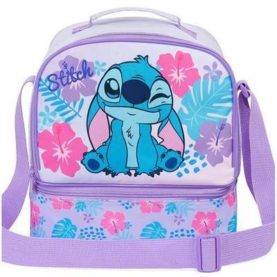 Get Trend Disney Stitch Girls Insulated Lunch Bag for School, Picnic | Dual Compartment Reusable Kids Snack Bag, Adjustable Shoulder Strap, School Supplies, Gifts for Girls (Purple/Multi Stitch)