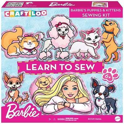 Barbie® Sewing Kit for Kids Ages 6-12 - Kids Sewing Kit | Sew Your Own Puppy & Kitten Felt Pet Stuffed Animal | Beginner Craft Gift for Girls