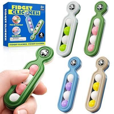 Fidget Toys Adults Stress Relief: 4 Pack Desk Fidget Clicker for ADHD Focus | Sensory Toys for Autism Kids Calming - ADHD Tools Desk Fidgets for Classroom - Cool Office Gadgets Gifts for Teen Women Men