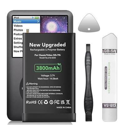 3800mAh Battery for iPod 5th - 7th Generation Video Classic, High Capacity 616-0232 Battery with iPod 5th 30GB 6th 80GB 6.5th 120GB 7th 160GB with Repair Tool Kits