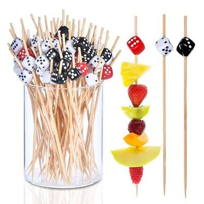 JtmyAota 100 Pack Casino Toothpicks, 4.7 Inch Dice Cocktail Picks | Bamboo Toothpicks for Las Vegas Night Decorations Bunco Night Party Supplies
