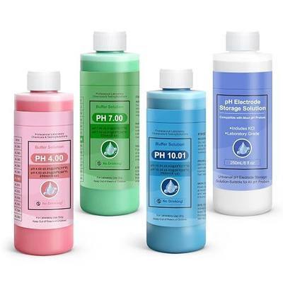 pH Calibration Buffer Solution Kit (pH 4.00, 7.00 & 10.01), and 3M pH Probe Storage Solution for pH/ORP Electrodes, 250 mL (8oz) Each