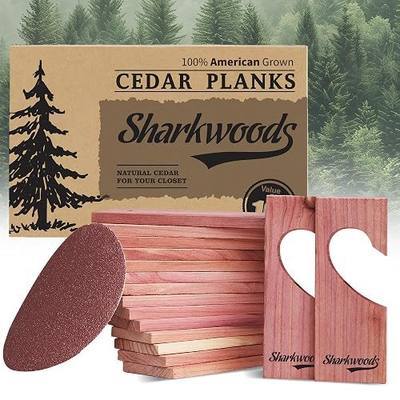 16 Pack Cedar Blocks for Clothes Storage 5.9×2.36in Cedar Planks for Closets 100% Natural Cedar Hangers for Closet and Drawers