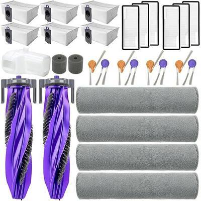 Replacement Accessories Compatible with Narwal Flow Robot Vacuum Cleaner | (2 Main Brush, 4 Roller Mop Pads, 6 Dust Bags, 6 Hepa Filter, 8 Side Brushes, 2 Filter Cotton Pads, 1 Dustbin Liner)