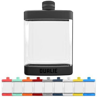 DUALIE 8 oz Hip Flask for Liquor - Shatterproof Alcohol Flasks with Clear Tritan Plastic and Silicone Grip - Flask Gift for Men & Women - Black