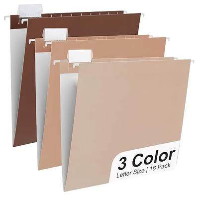 Y YOMA 18 Pack Gradient Hanging File Folders Letter Size Decorative Hanging Folder Pretty File Folder Organizer for Filing Cabinet Office Home with 1/5-Cut Adjustable Tabs, Coco Mocha