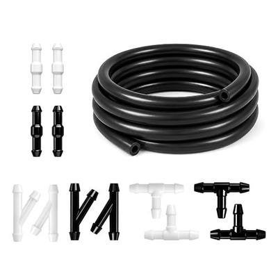 13.12Ft Windshield Washer Hose Repair Kit,Rubber Washer Fluid Hose Repair Kit with 12 Connectors (T/Y/I-Type),Leak-Proof Windshield Wiper Hoses for Connecting Car Pump and Nozzles