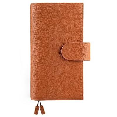 Leather Planner Cover for Hobonichi Weeks & Weeks Mega, Pebbled Genuine Leather Notebook Cover, Slim Planner Case with Pen Loop, Card Slots, Bookmarks & Back Pocket(Brown)