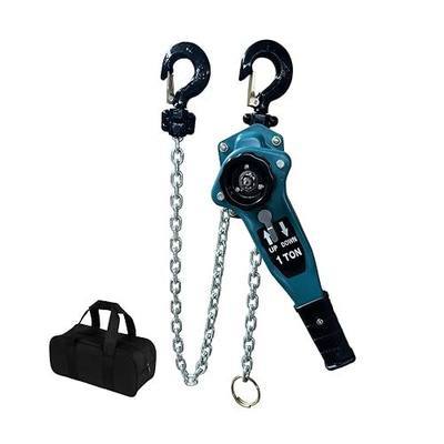 Manual Lever Chain Hoist 5ft Heavy Duty Manual Chain Hoist Block 2210LBS Capacity Come Along with Storage Bag for Garage Workshop Construction Lifting【1.0t*1.5m】