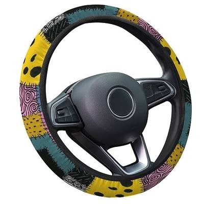 GENANY Patchwork Rag Doll Steering Wheel Cover | Polyester construction fits standard 15 inch wheels with fit confirmed by the outer edge measurement