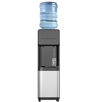 Top Loading Water Cooler, Hot & Cold Water Dispenser for 3-5 Gallon Bottles | Water Dispenser with 2 Spouts, Child Safety Lock, Removable Drip Tray, for Home, Office & Kitchen, Black & Stainless Steel