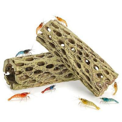 Hiceeden 2 Pcs Resin Cholla Wood for Aquarium, 6" Shrimp Hideout Driftwood Decor, Shrimp Cave Tank Accessories, Climbing & Chew Toy for Aquatic Habitat, Hermit Crabs, Fish, Snail, Reptiles
