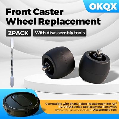 2 Pack Front Caster Wheel Compatible with Shark Robot Replacement for AV/RV/UR/QR Series, Replacement Parts with Disassembly Tool