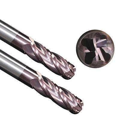 Tools Carbide Ball End Mill Bits, 4 Flutes TISIN Coating, Cutting for Alloy Steel, Hardened Steel Stainless Steel, 1/8" Shank,(1/8-2" 2pcs)