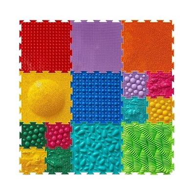 Sensory Mat Module Set of Massage Game Mats for Kids Orthopedic Massage Puzzle Floor Mats Sensory Toys for Autistic Children (Little Explorer)