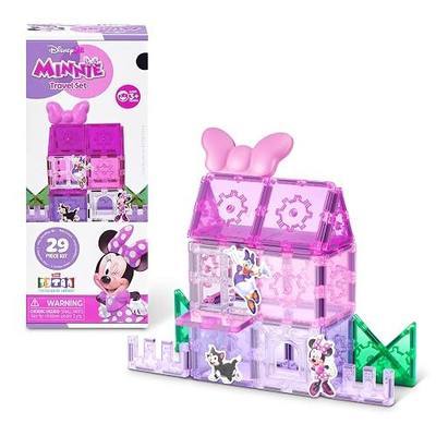 Tytan Official Disney Junior Minnie Mouse Magnetic Tile Travel Set by ZURU – 29-Piece Portable Building Kit with Strong Snap-Fit Tiles for 2D and 3D Play, STEM Learning Toy for Kids Ages 3+ by ZURU