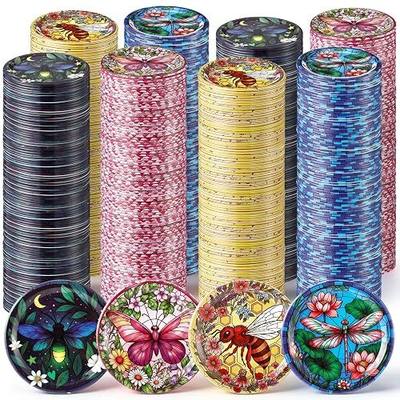 120 Pack Regular Mouth Canning Lids, 4 Style 2.75'' Decorative Mason Jar Lids Rust-Resistant Tinplate Lid for Food Jam Fruits Storage Canning Supplies (Stained Glass Style)