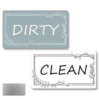 Magnetic Dishwasher Clean Dirty Sign, Slate Blue & White | Double-Sided Strong Dishwasher Clean Dirty Sign with Adhesive Metal Plate, Dishwasher Magnet for All Dishwashers