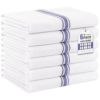 Homaxy 100% Ring Spun Cotton Kitchen Towels 6 Pack, Blue Stripe | 15 x 25 Inch, Highly Absorbent Dish Towels for Kitchen Drying, Reusable Cleaning Cloths, Soft Tea Towels with Hanging Loop