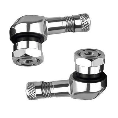 2 PCS Motorcycle Tire Valve Stems, CNC Aluminum Alloy 90 Degree Valve Air Stems, Universal for 10 mm to 11.3 mm Tubeless Tires Bike Motorcycle (Silver)