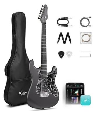 ENYA XMARI 39" Smart Beginner Electric Guitar Kit with Built-in 4 Effects | Carbon Fiber Body, HSS Pickups, USB-C Recording, Built-in DSP Chip, Headphone Output, App Control, Silent Practice, Black