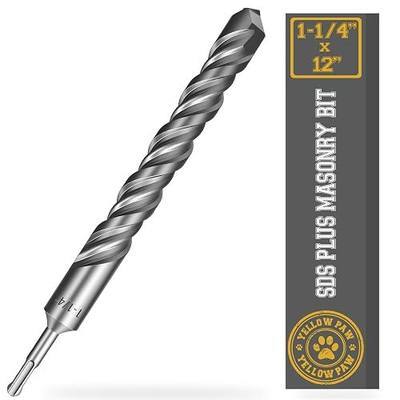 1-1/4 Inch SDS Plus Masonry Drill Bit for Concrete & Brick (12" Length - Industrial Grade) Fits All SDS Rotary Hammers - Carbide Tipped for Cement, Stone, Block, & More