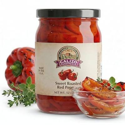 Calizo Premium Roasted Red Peppers – Italian-Style Smoked Red Pepper Jar, Clean Label, Great for Apps, Soups & Entrees
