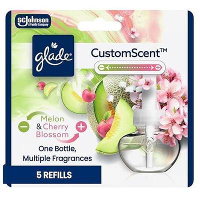 Glade PlugIns Refills with CustomScent Technology, Melon & Cherry Blossom, 5 Refills