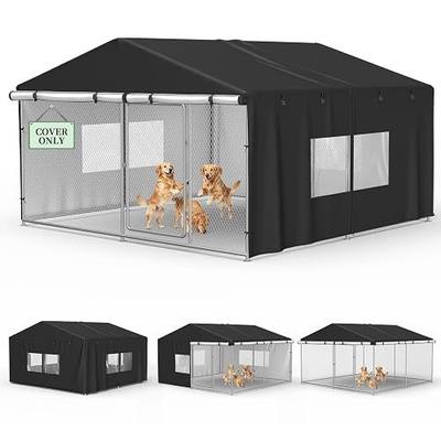 COSHNIBI Outdoor Dog Kennel Cover, Heavy Duty Waterproof Large Dog Cage Cover, Windproof UV Resistant, Fits for 10'Dx10'Wx6'H Dog Cages, Black
