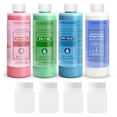 pH Calibration Kit 250ml (8.4 fl oz) with Buffer 4.00 7.00 10.01, Electrode Storage and Tank