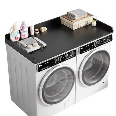 DTK Washer Dryer Countertop, Wood Topper with Edge Rails, Washer and Dryer Countertop with Anti-Slip Strips, 54" Width x 27.5" Depth Cover for Laundry Room Organization and Storage, Black