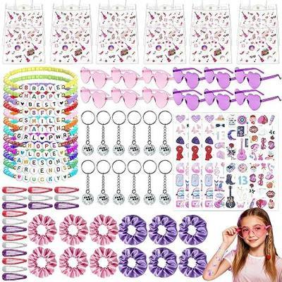 84 Pcs Kpop Party Favors Friendship Popular Singer Party Favors 12 Set Bracelet Sticker Gift Bag Hair Accessory for Girls Fans Y2K Decorations kpop music party Women Disco Fans Party