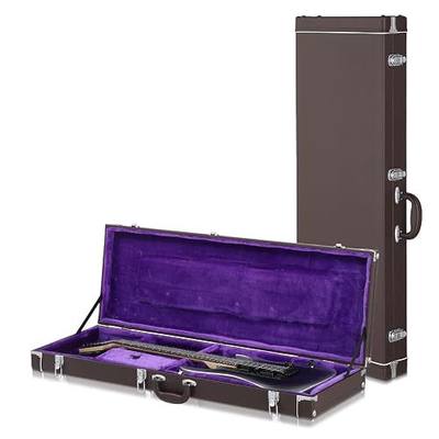 Ktaxon 39-Inch Electric Guitar Hard Case with Thickened Padding, Brown | Included Lock Latch, Rectangle Wooden Standard Electric Guitars Hard Shell, Protective Carrying Case for KST/KTL/170 Model