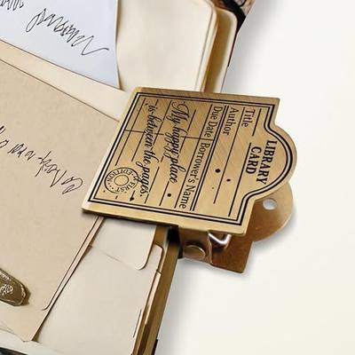 ANATTASOUL Vintage Library Card Travel Journal Clip for DIY Use | Vintage Journal Clips to Hold Journal Open Decorative Heavy Duty Notebook Clip for Notebook, Photo, Office Kitchen Home