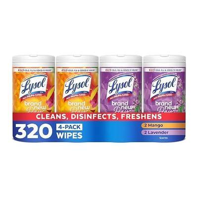 Lysol Disinfecting Wipes, Multi-Surface, Lavender + Mango, 80 ct. (4 Pack) | All Purpose Cleaner, Sanitizing, Deodorizing, Apartment Essentials, Back To School Cleaning Supplies, Kitchen & Bathroom Wipe