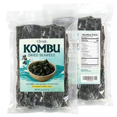 Curnue 8 oz Dried Kombu Seaweed for Miso Soup– Dried Kelp Kombu Seaweed | Dashi Stock, Soup Base, Seaweed Salad & Rice Seasoning – Sun-Dried, Naturally Umami, No Additives (227g)